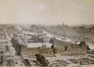 Der fertige Louvre und die neue Rue de Rivoli, gestochen von Philippe Benoist (1813-ca. 1905) von Chapuis
